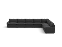 Modular Cero Reclining Sectionals | 7-Piece Grey Linen Grand Estate V-Shaped Sectionals 7-Seater