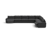 Modular Cero Reclining Sectionals | 7-Piece Grey Linen Grand Estate V-Shaped Sectionals 7-Seater