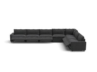 Modular Cero Reclining Sectionals | 7-Piece Grey Linen Grand Estate V-Shaped Sectionals 7-Seater