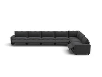 Modular Cero Reclining Sectionals | 7-Piece Grey Linen Grand Estate V-Shaped Sectionals 7-Seater
