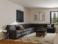 Modular Cero Modular Sectionals | 7-Piece Grey Linen Grand Estate V-Shaped Sectionals 7-Seater