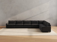 Modular Cero Reclining Sectionals | 7-Piece Grey Linen Grand Estate V-Shaped Sectionals 7-Seater
