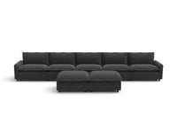 Modular Cero Reclining Sectionals | 7-Piece Grey Linen Large Space Sofa Sets 5-Seater with 2-Ottomans