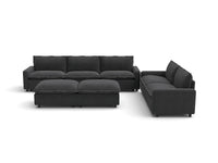 Modular Cero Reclining Sectionals | 7-Piece Grey Linen Large Space Sofa Sets 5-Seater with 2-Ottomans