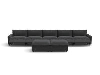 Modular Cero Reclining Sectionals | 7-Piece Grey Linen Large Space Sofa Sets 5-Seater with 2-Ottomans
