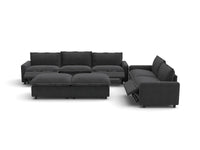 Modular Cero Reclining Sectionals | 7-Piece Grey Linen Large Space Sofa Sets 5-Seater with 2-Ottomans