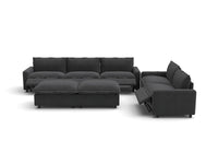 Modular Cero Reclining Sectionals | 7-Piece Grey Linen Large Space Sofa Sets 5-Seater with 2-Ottomans