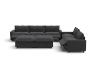 Modular Cero Reclining Sectionals | 7-Piece Grey Linen Large Space Sofa Sets 5-Seater with 2-Ottomans
