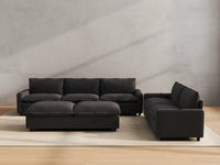 Modular Cero Reclining Sectionals | 7-Piece Grey Linen Large Space Sofa Sets 5-Seater with 2-Ottomans