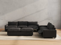 Modular Cero Reclining Sectionals | 7-Piece Grey Linen Large Space Sofa Sets 5-Seater with 2-Ottomans