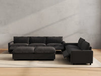 Modular Cero Reclining Sectionals | 7-Piece Grey Linen Large Space Sofa Sets 5-Seater with 2-Ottomans