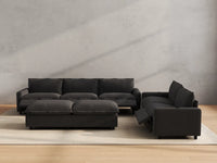 Modular Cero Reclining Sectionals | 7-Piece Grey Linen Large Space Sofa Sets 5-Seater with 2-Ottomans