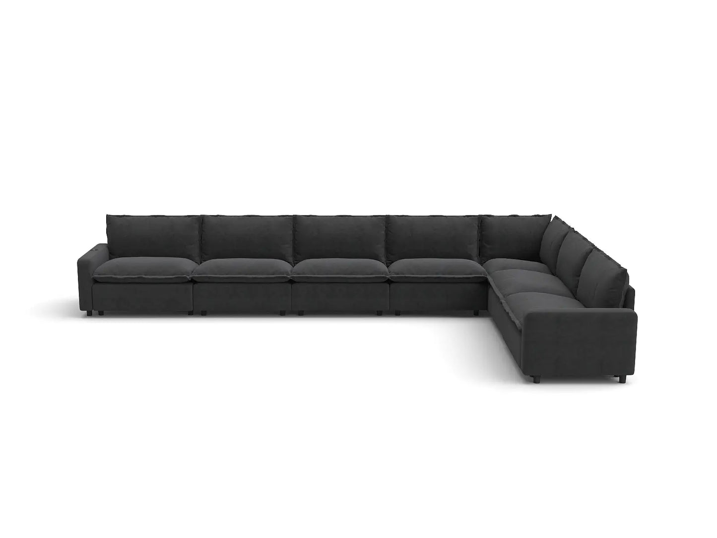 Modular Cero Reclining Sectionals | 7-Piece Grey Linen Large Space V-Shaped Sectionals 7-Seater