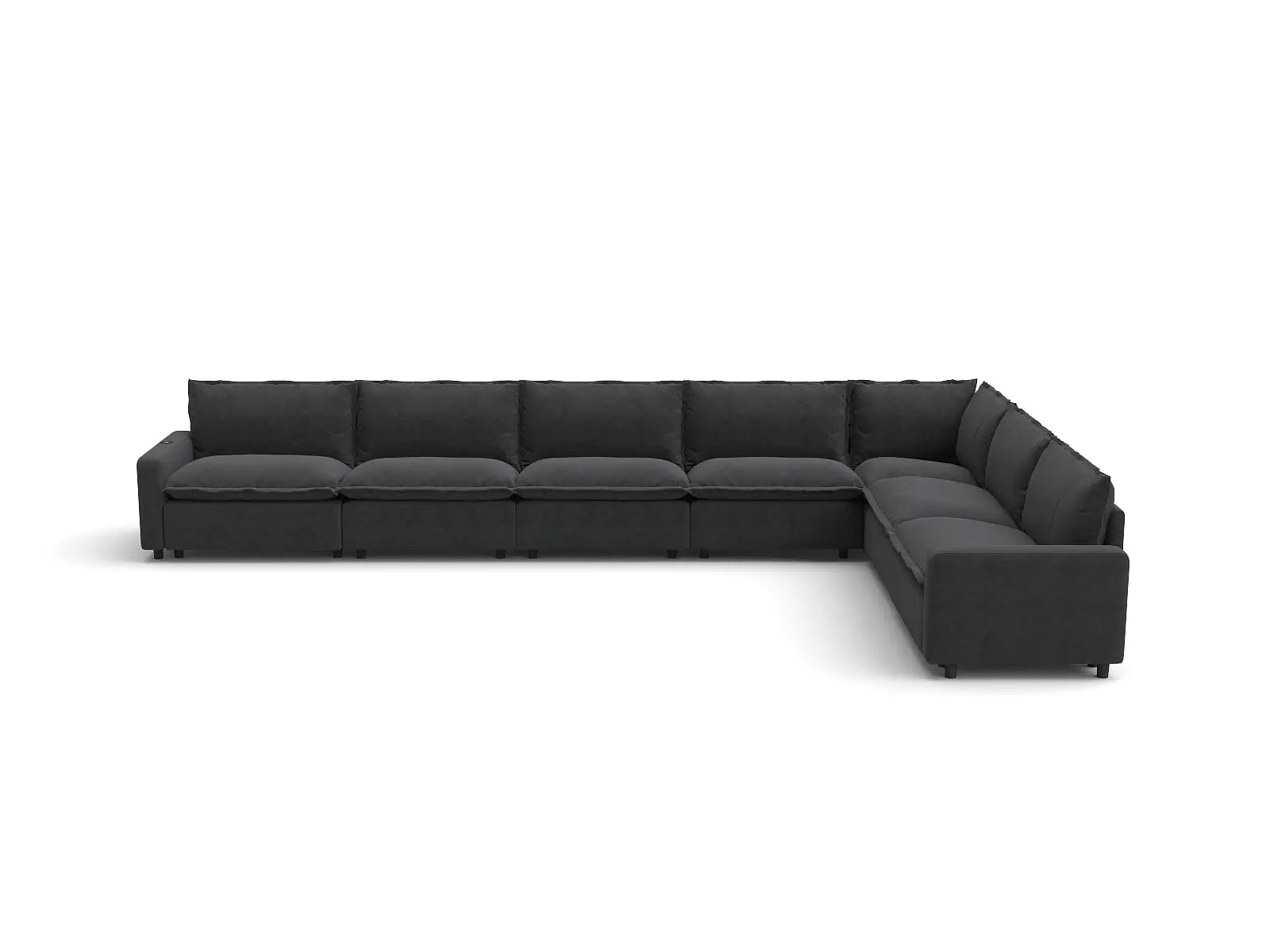Modular Cero Sectional Recliner Sofa | 7-Piece Grey Linen Large Space V-Shaped Sectionals 7-Seater