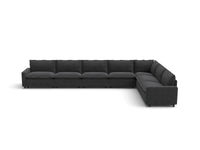 Modular Cero Reclining Sectionals | 7-Piece Grey Linen Large Space V-Shaped Sectionals 7-Seater