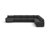 Modular Cero Reclining Sectionals | 7-Piece Grey Linen Large Space V-Shaped Sectionals 7-Seater