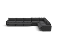 Modular Cero Recliner Sectional Couch | 7-Piece Grey Linen Large Space V-Shaped Sectionals 7-Seater