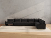 Modular Cero Reclining Sectionals | 7-Piece Grey Linen Large Space V-Shaped Sectionals 7-Seater