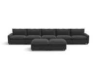 Modular Cero Sofa and Recliner Set | 7-Piece Grey Linen Open Plan Sofa Sets 5-Seater with 2-Ottomans