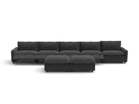 Modular Cero Sofa and Recliner Set | 7-Piece Grey Linen Open Plan Sofa Sets 5-Seater with 2-Ottomans