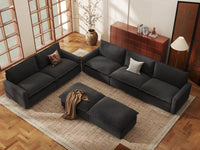 Modular Cero Oversized Modular Sectional Sofa | 7-Piece Grey Linen Open Plan Sofa Sets 5-Seater with 2-Ottomans