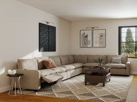 Modular Cero Reclining Sectionals | 7-Piece Khaki Linen Grand Estate V-Shaped Sectionals 7-Seater