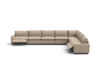 Modular Cero Reclining Sectionals | 7-Piece Khaki Linen Grand Estate V-Shaped Sectionals 7-Seater