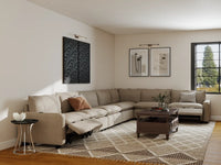 Modular Cero Reclining Sectionals | 7-Piece Khaki Linen Grand Estate V-Shaped Sectionals 7-Seater