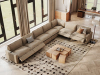 Modular Cero Reclining Sectionals | 7-Piece Khaki Linen Grand Estate V-Shaped Sectionals 7-Seater