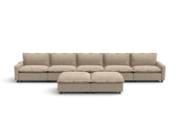 Modular Cero Reclining Sectionals | 7-Piece Khaki Linen Large Space Sofa Sets 5-Seater with 2-Ottomans
