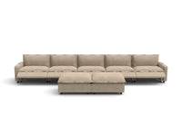 Modular Cero Reclining Sectionals | 7-Piece Khaki Linen Large Space Sofa Sets 5-Seater with 2-Ottomans