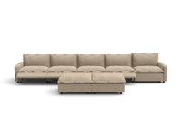 Modular Cero Reclining Sectionals | 7-Piece Khaki Linen Large Space Sofa Sets 5-Seater with 2-Ottomans