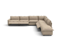 Modular Cero Reclining Sectionals | 7-Piece Khaki Linen Large Space V-Shaped Sectionals 6-Seater with 1-Ottoman