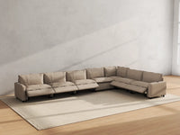 Modular Cero Reclining Sectionals | 7-Piece Khaki Linen Large Space V-Shaped Sectionals 7-Seater