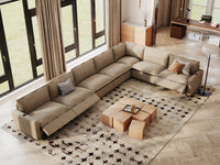 Modular Cero Reclining Sectionals | 7-Piece Khaki Linen Large Space V-Shaped Sectionals 7-Seater