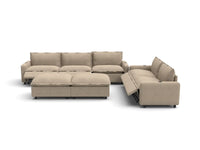 Modular Cero Reclining Sectionals | 7-Piece Khaki Linen Open Plan Sofa Sets 5-Seater with 2-Ottomans