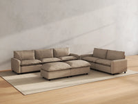 Modular Cero Modular Sectionals | 7-Piece Khaki Linen Open Plan Sofa Sets 5-Seater with 2-Ottomans