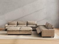Modular Cero Reclining Sectionals | 7-Piece Khaki Linen Open Plan Sofa Sets 5-Seater with 2-Ottomans