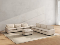 Modular Cero Modular Sectionals | 8-Piece Beige Linen Open Plan Sofa Sets 6-Seater with 2-Ottomans