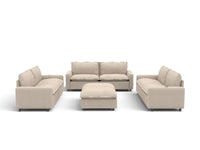 8 Piece Beige Linen Sit Sleep Play Sofa Sets 6 Seater with 2 Ottomans 2