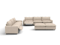 8 Piece Beige Linen Tech Ready Sofa Sets 6 Seater with 2 Ottomans 2