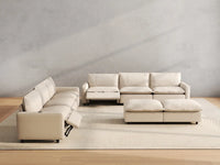 8 Piece Beige Linen Tech Ready Sofa Sets 6 Seater with 2 Ottomans 4