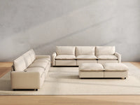 8 Piece Beige Linen Tech Ready Sofa Sets 6 Seater with 2 Ottomans 5