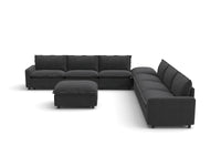 Modular Cero Modular Sectionals | 8-Piece Grey Linen Open Space Sofa Sets 6-Seater with 2-Ottomans