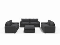 8 Piece Grey Linen Stretch Out Fully Sofa Sets 6 Seater with 2 Ottomans 2