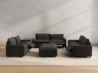 8 Piece Grey Linen Stretch Out Fully Sofa Sets 6 Seater with 2 Ottomans 4