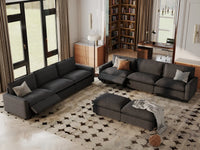 8 Piece Grey Linen Weightless Feel Sofa Sets 6 Seater with 2 Ottomans 1
