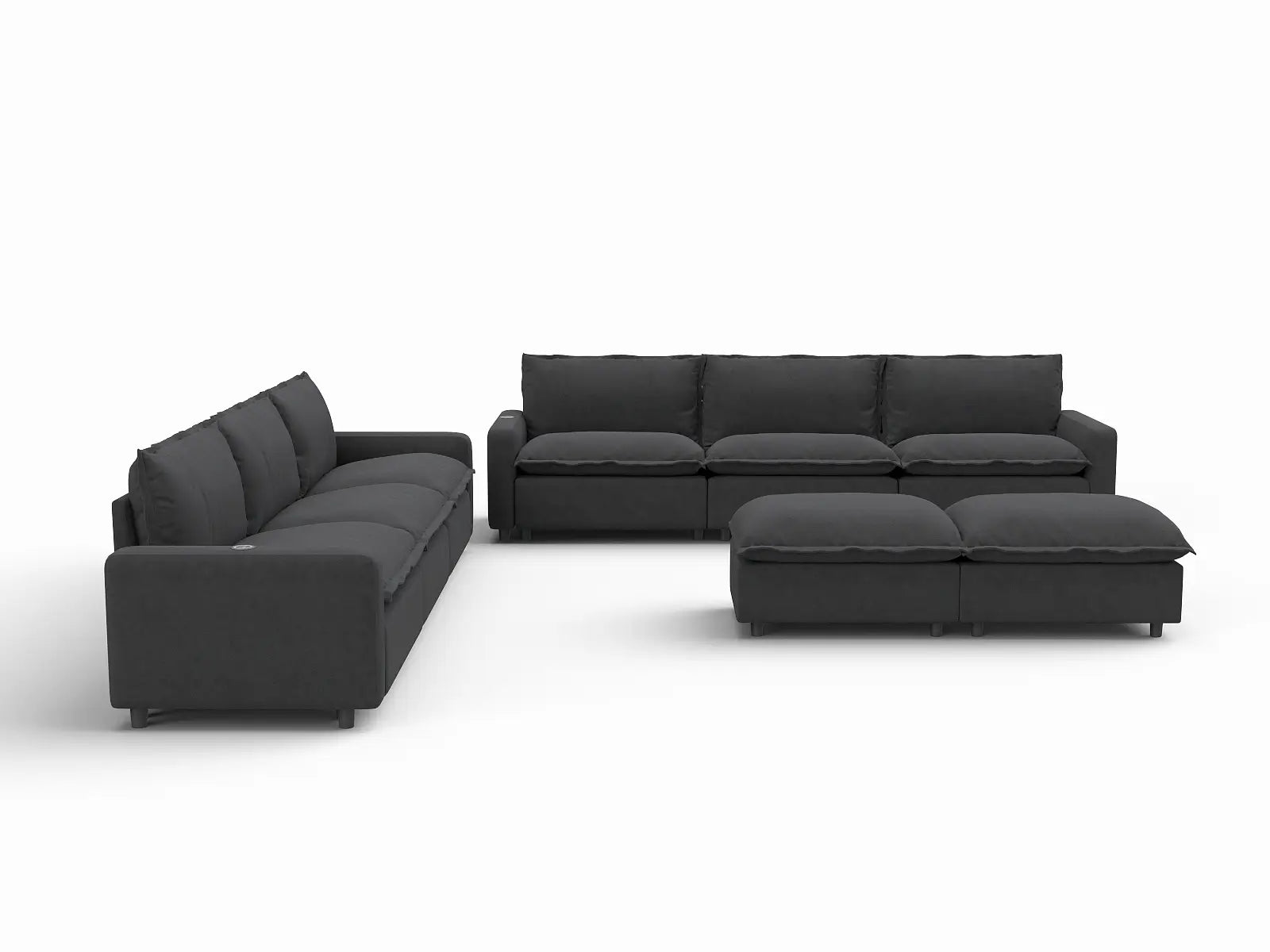 8 Piece Grey Linen Weightless Feel Sofa Sets 6 Seater with 2 Ottomans 2