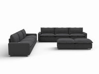 8 Piece Grey Linen Weightless Feel Sofa Sets 6 Seater with 2 Ottomans 2