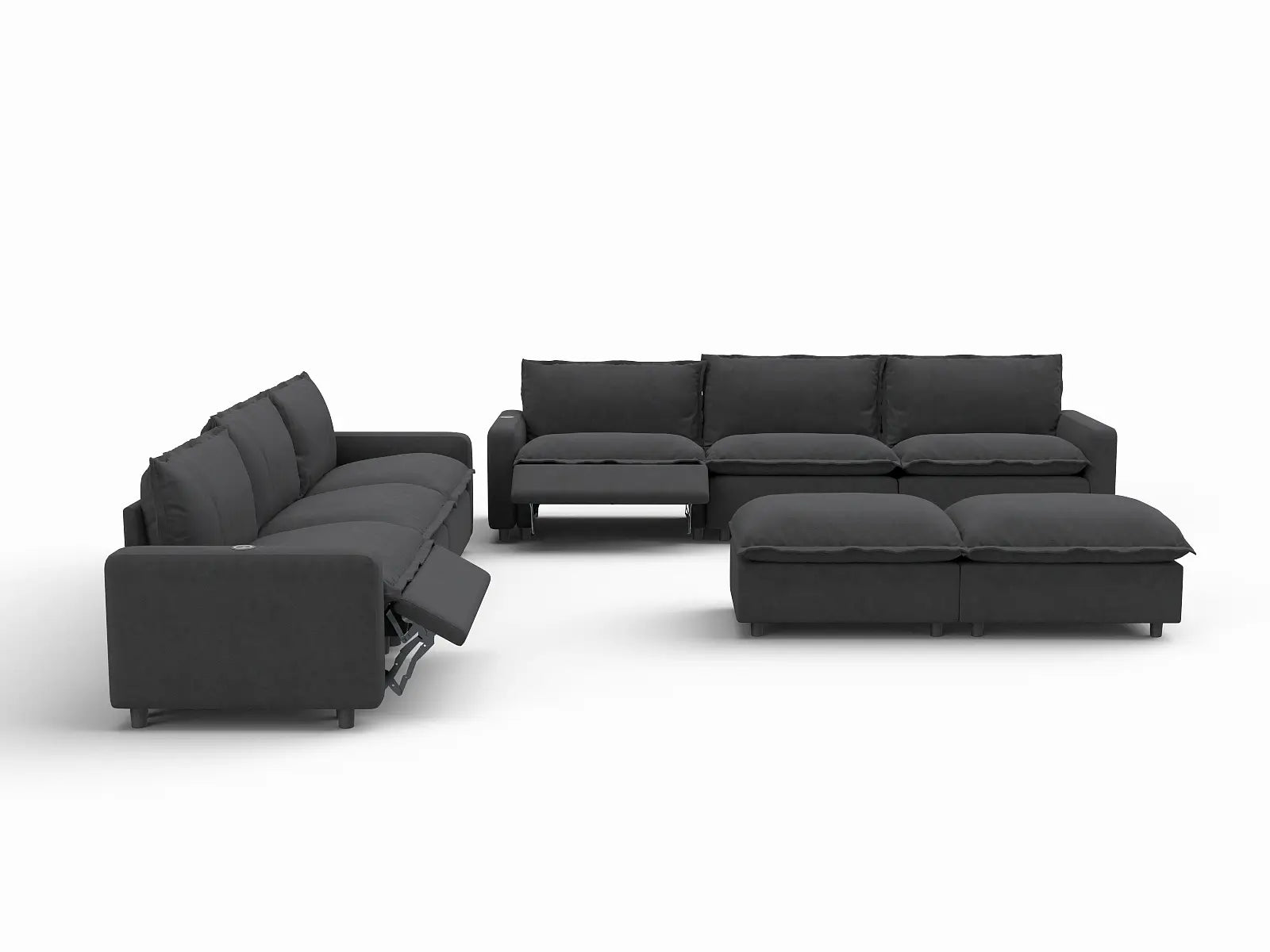 8 Piece Grey Linen Weightless Feel Sofa Sets 6 Seater with 2 Ottomans 3